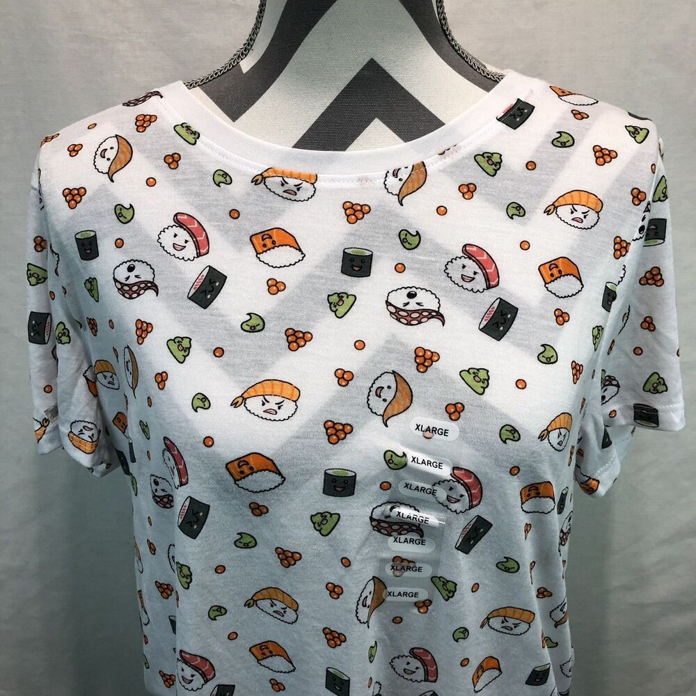 Modern Lux Sushi T-shirt White Short Sleeve XL NWT YY1